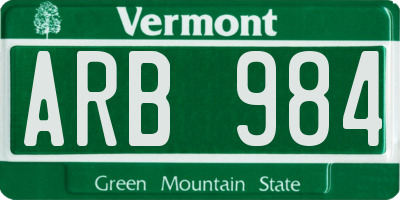 VT license plate ARB984