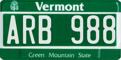 VT license plate ARB988