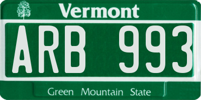 VT license plate ARB993