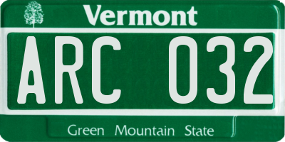 VT license plate ARC032