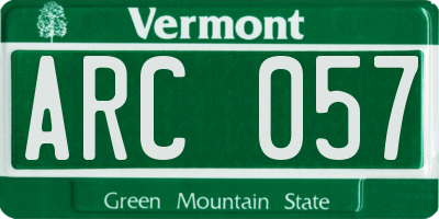 VT license plate ARC057