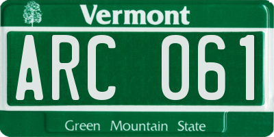 VT license plate ARC061