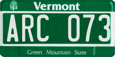 VT license plate ARC073