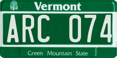 VT license plate ARC074