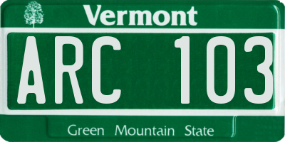 VT license plate ARC103