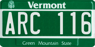 VT license plate ARC116