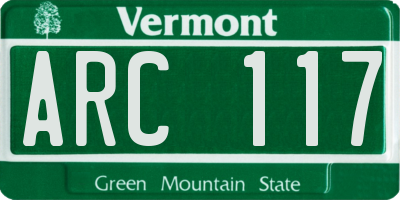 VT license plate ARC117