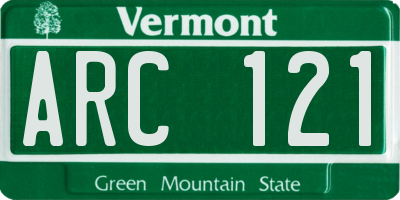 VT license plate ARC121
