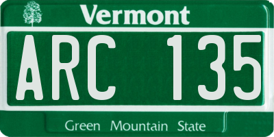 VT license plate ARC135