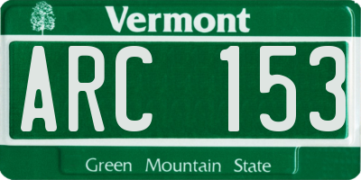 VT license plate ARC153