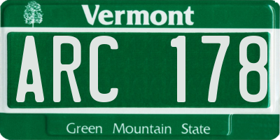 VT license plate ARC178