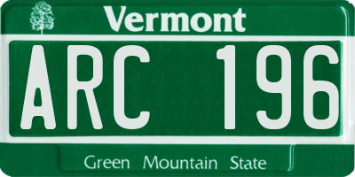 VT license plate ARC196