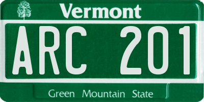 VT license plate ARC201