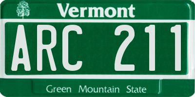 VT license plate ARC211
