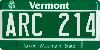 VT license plate ARC214