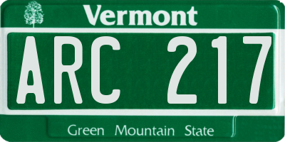 VT license plate ARC217