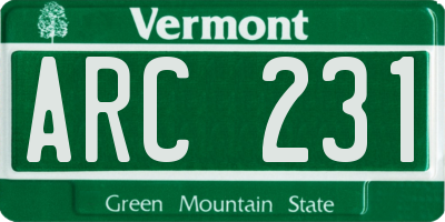 VT license plate ARC231