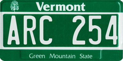 VT license plate ARC254