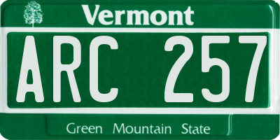 VT license plate ARC257