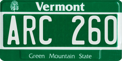 VT license plate ARC260