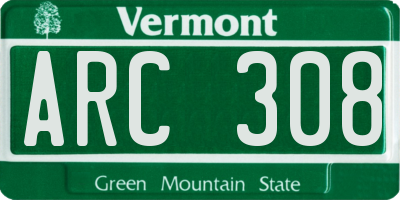 VT license plate ARC308