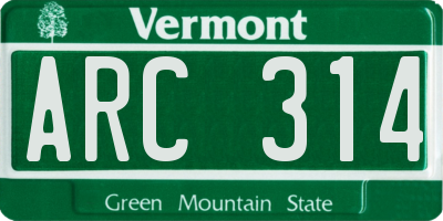 VT license plate ARC314