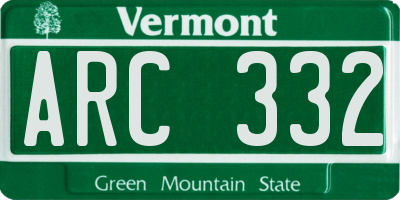 VT license plate ARC332