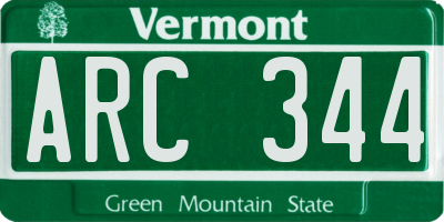 VT license plate ARC344