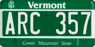 VT license plate ARC357