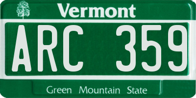 VT license plate ARC359