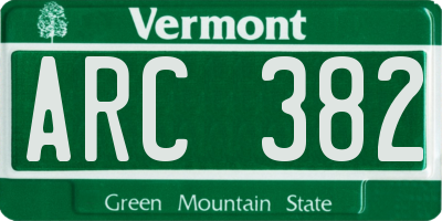 VT license plate ARC382