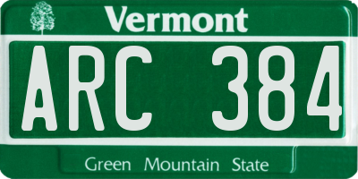 VT license plate ARC384