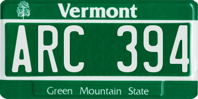 VT license plate ARC394