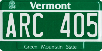 VT license plate ARC405