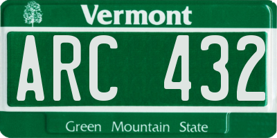 VT license plate ARC432