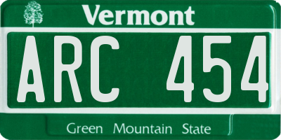 VT license plate ARC454