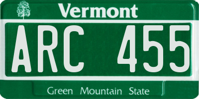 VT license plate ARC455