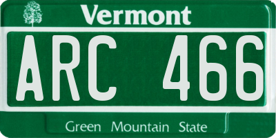 VT license plate ARC466