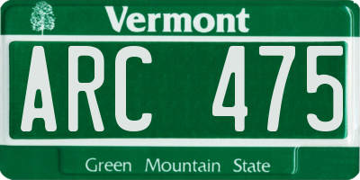 VT license plate ARC475