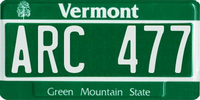 VT license plate ARC477