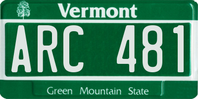 VT license plate ARC481
