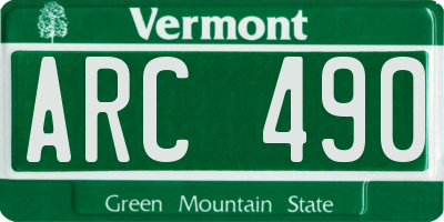 VT license plate ARC490