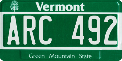 VT license plate ARC492