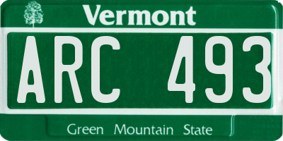 VT license plate ARC493