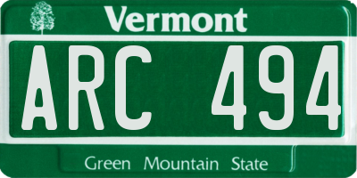 VT license plate ARC494