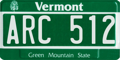 VT license plate ARC512