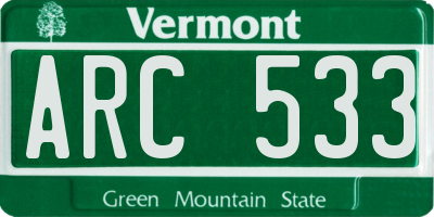 VT license plate ARC533