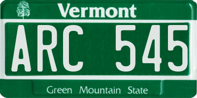 VT license plate ARC545