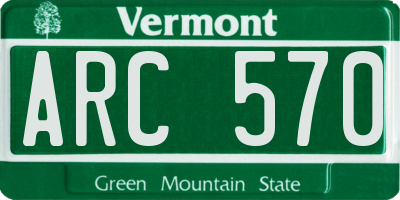 VT license plate ARC570