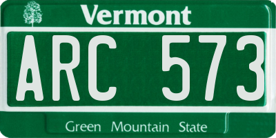 VT license plate ARC573